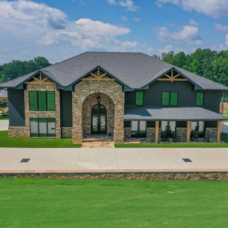 aerial photo a home on a golf course