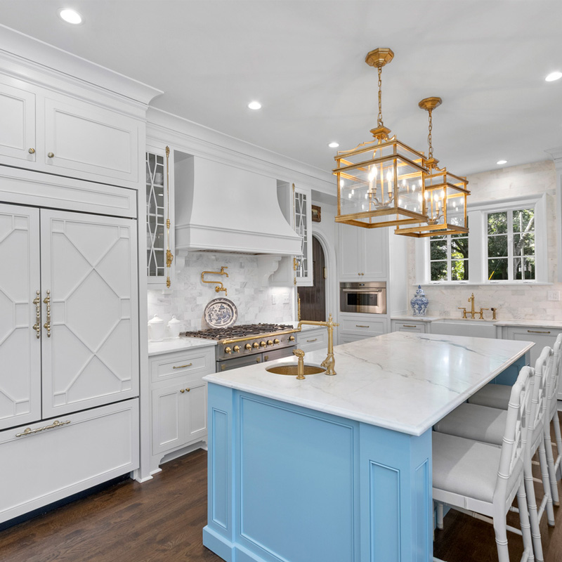 kitchen cabinets with an island