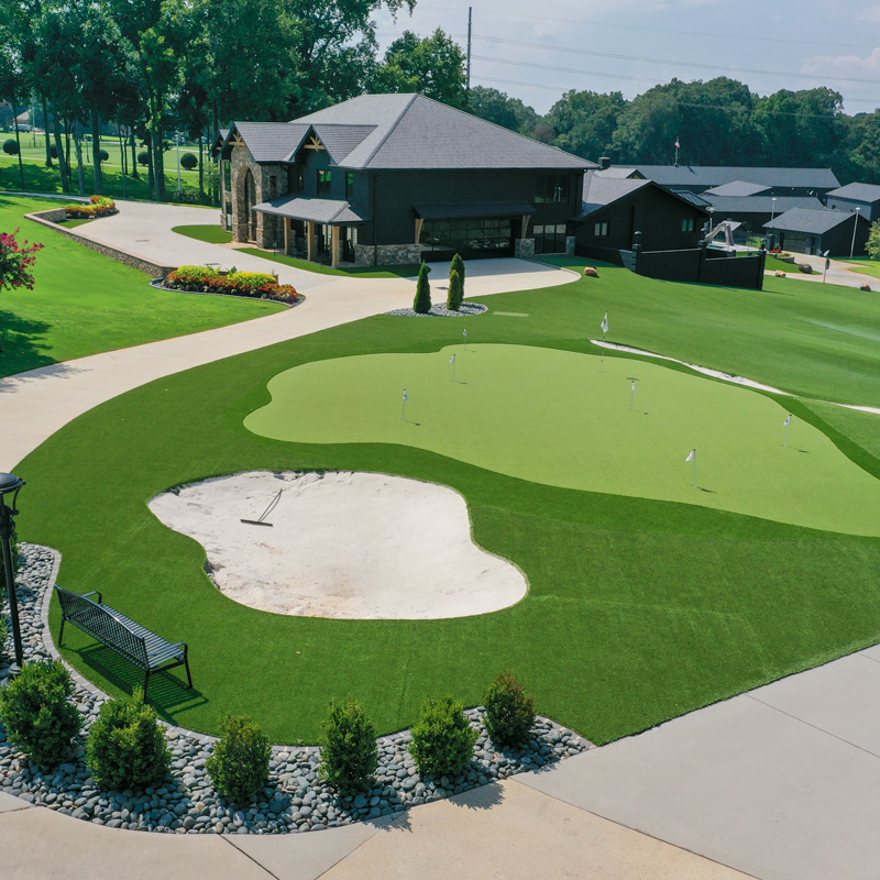 aerial photo of a golf course