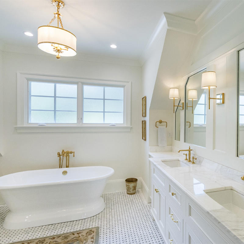 bathroom with white and gold